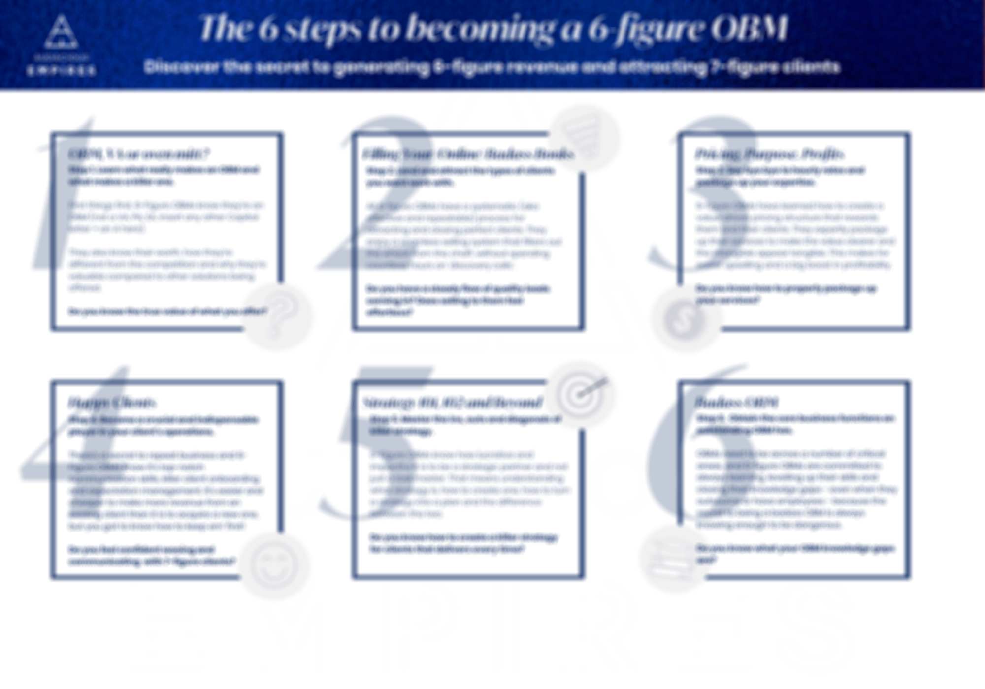 6 steps to becoming a 6-figure obm